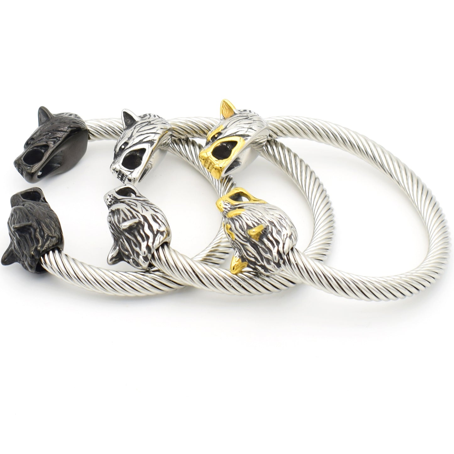 Asgard Wolf Head Torc Bracelet