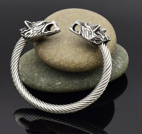 Asgard Wolf Head Torc Bracelet