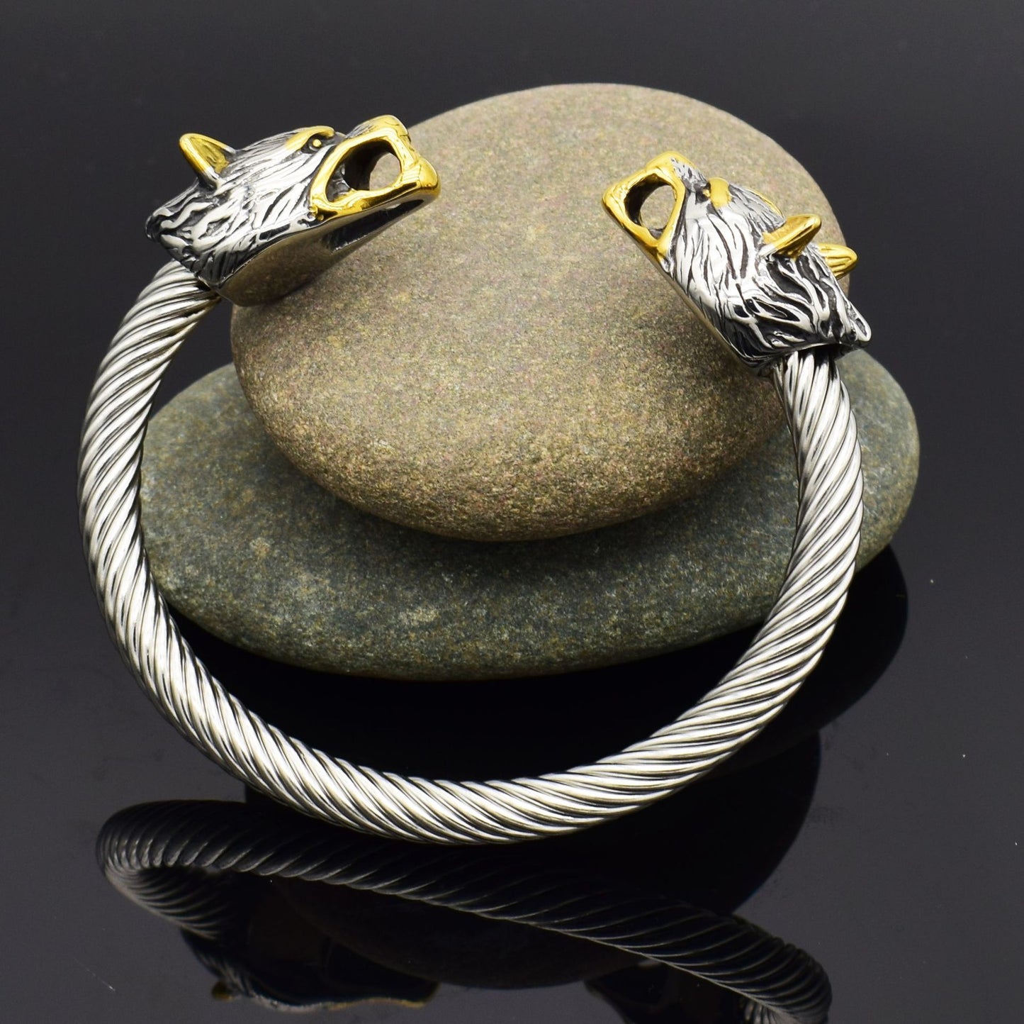 Asgard Wolf Head Torc Bracelet