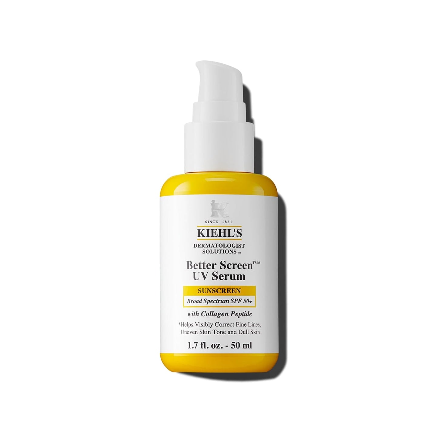 Kiehl's Better Screen UV Serum SPF 50+, Invisible Facial Sunscreen with Collagen Peptide, UV Filters to Shield UVA & UVB, Helps Correct Visible Signs of Aging, Boosts Skin Radiance - 1.7 fl oz