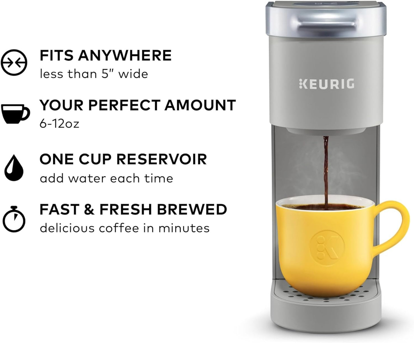 Keurig K-Mini Single Serve Coffee Maker, Studio Gray, 6 to 12 oz. Brew Sizes