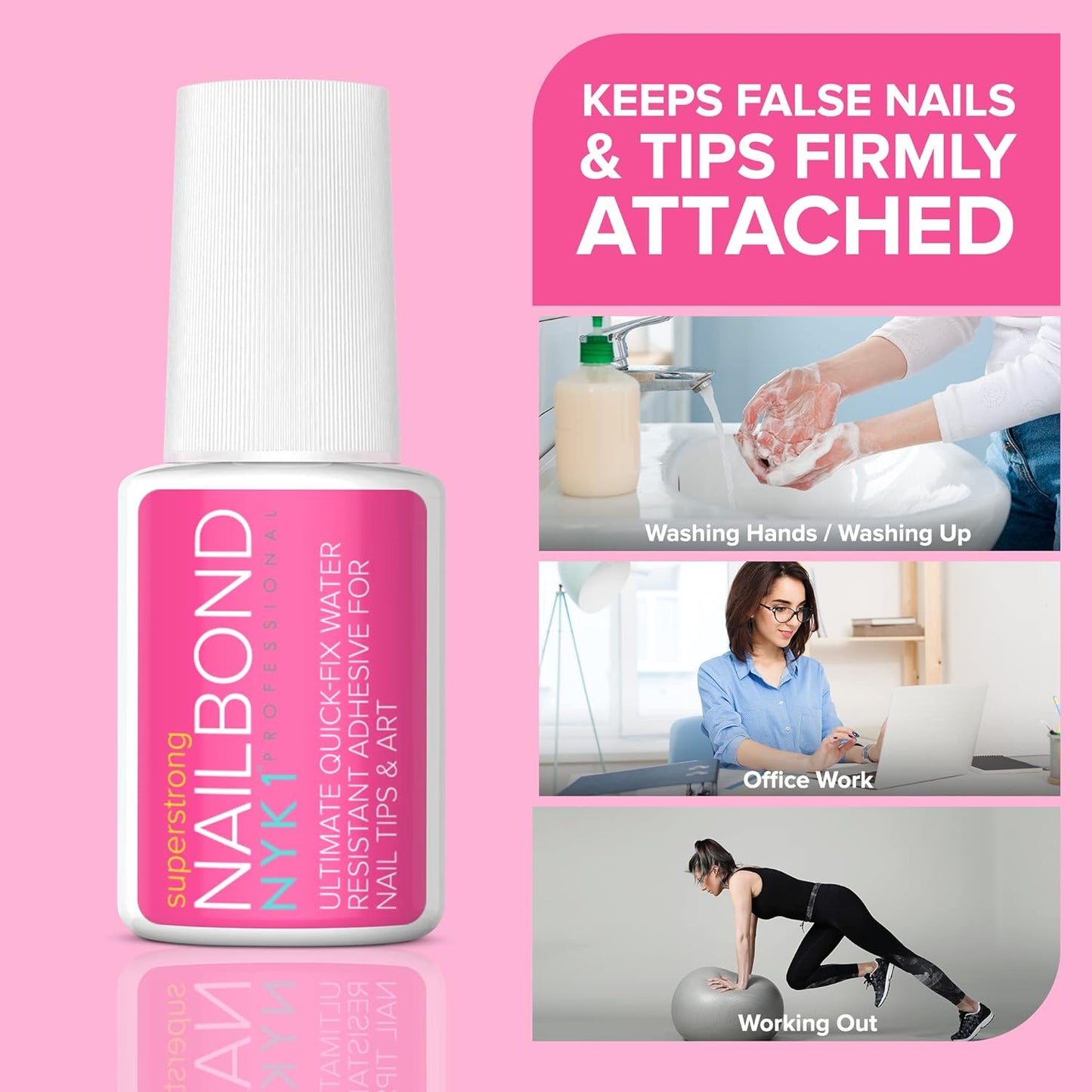 Super Strong Nail Glue For Nail Tips, Acrylic Nails and Press On Nails (8ml) NYK1 Nail Bond Brush On Nail Glue For Press On Nails Long Lasting Nail Glue For Acrylic Nails Fake Nails Tips Nail Glue Gel