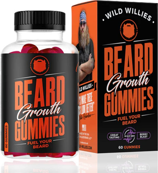 Wild Willies Beard Growth Gummies Supplement Grow Fuller & Thicker Beard - 60 Gummies