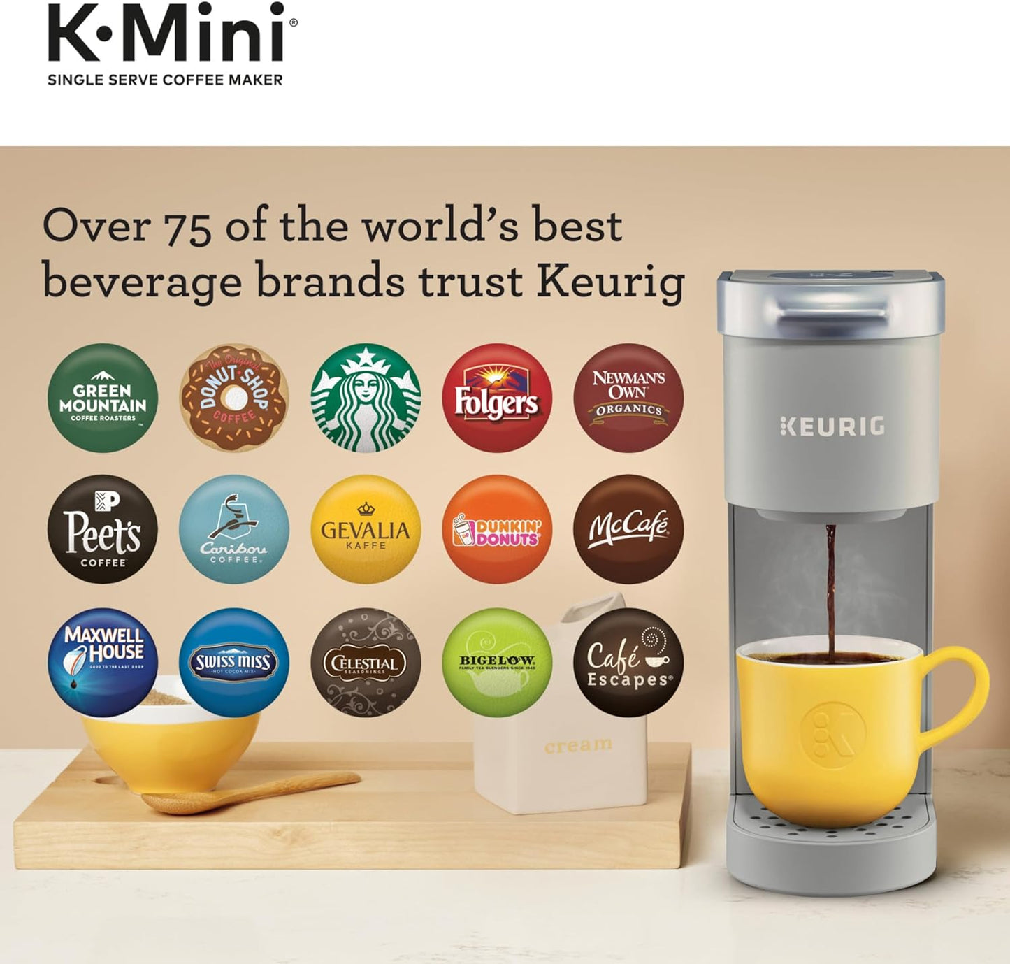 Keurig K-Mini Single Serve Coffee Maker, Studio Gray, 6 to 12 oz. Brew Sizes