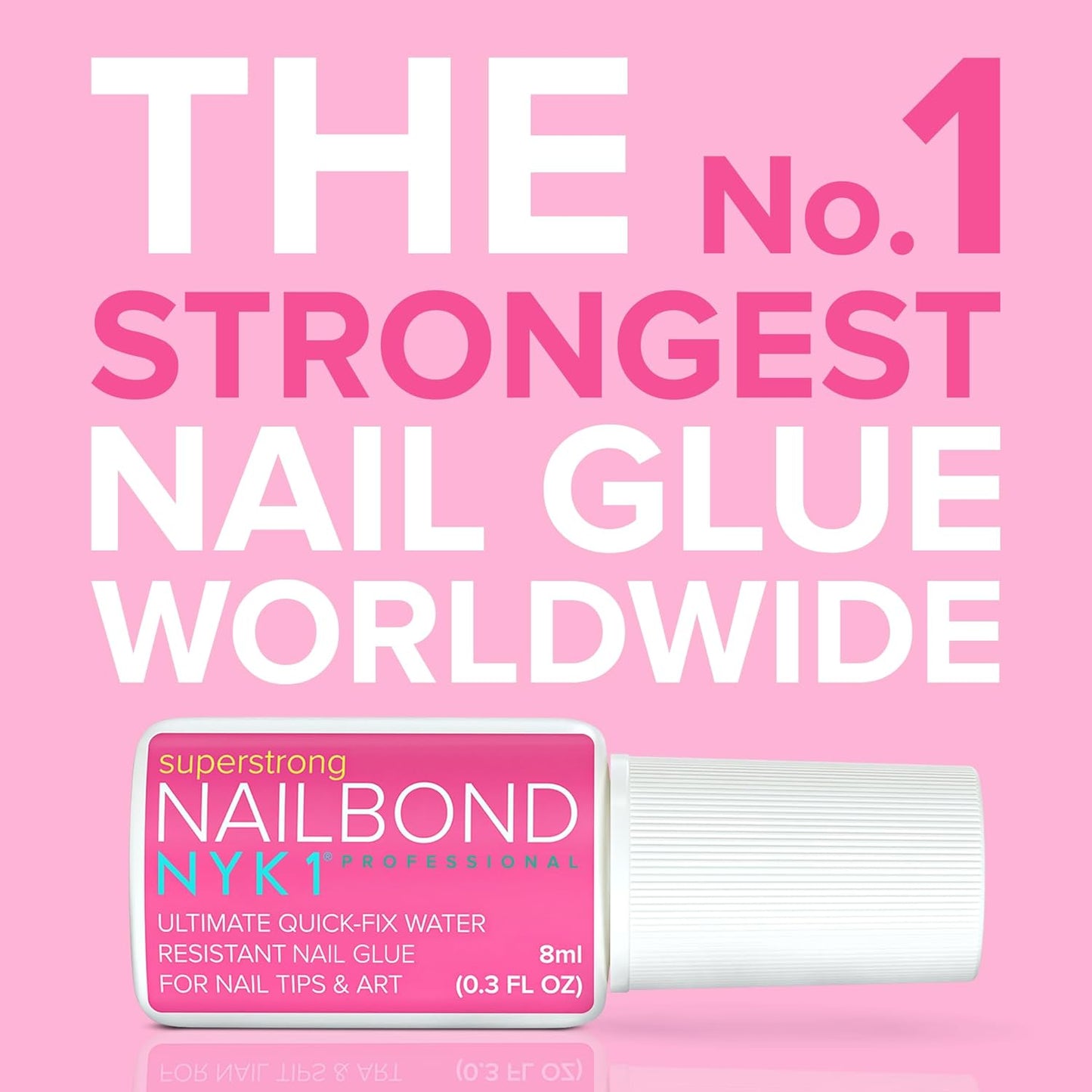 Super Strong Nail Glue For Nail Tips, Acrylic Nails and Press On Nails (8ml) NYK1 Nail Bond Brush On Nail Glue For Press On Nails Long Lasting Nail Glue For Acrylic Nails Fake Nails Tips Nail Glue Gel