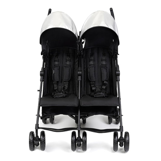 Summer Infant 3Dlite Folding Lightweight Side by Side Double Stroller with 5-Point Safety Harness for Infants and Toddlers, Black