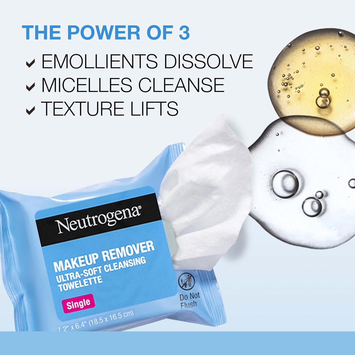 Neutrogena Makeup Remover Wipes, Individually Wrapped Daily Face Wipes for Waterproof Makeup, Travel & On-the-Go Singles, 20 Count