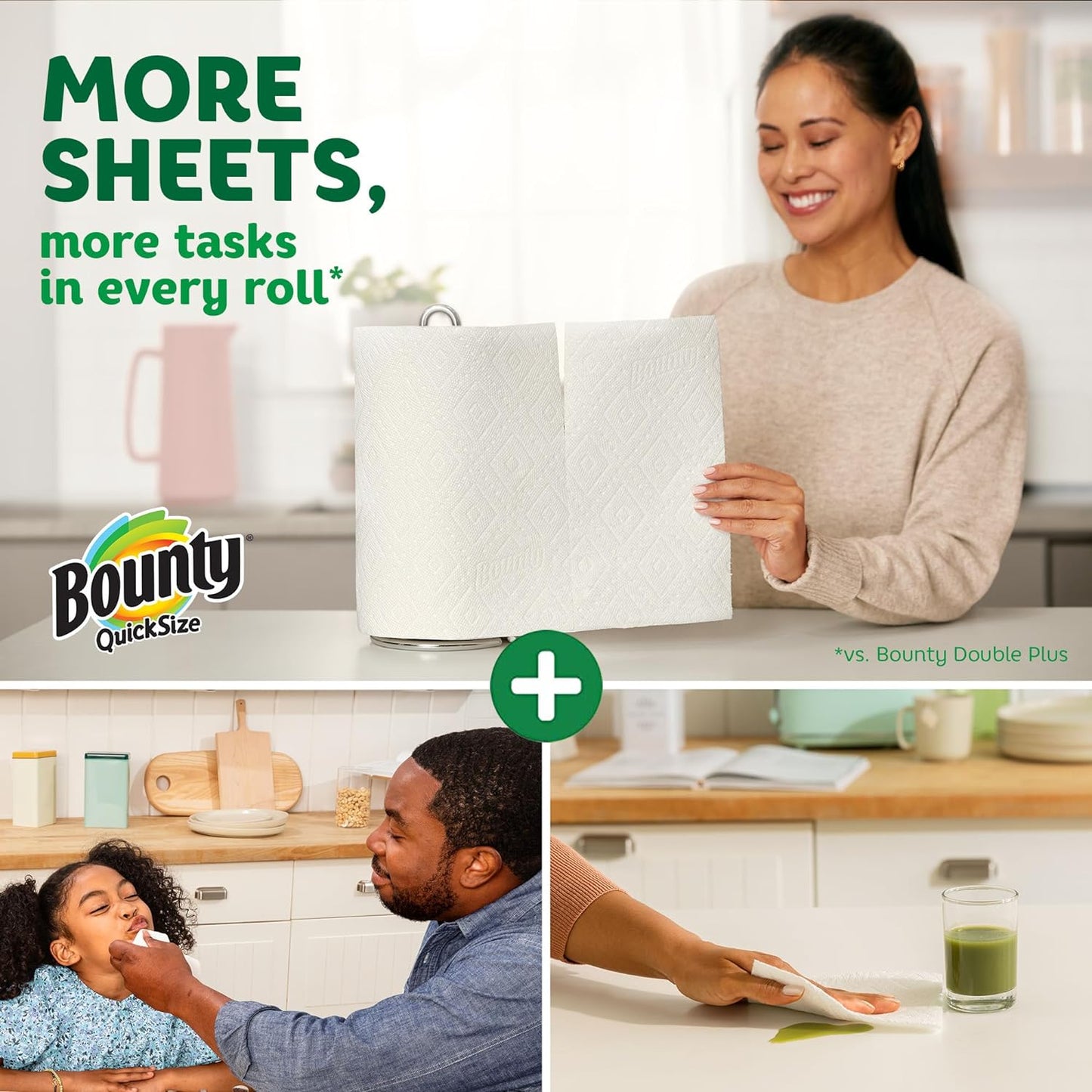 Bounty Quick Size Paper Towels, White, 8 Family Rolls = 20 Regular Rolls