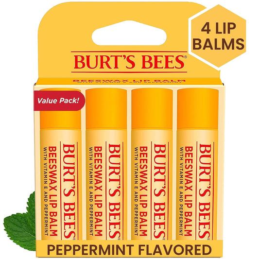 Burt's Bees Lip Balm - Original Beeswax, Lip Moisturizer With Responsibly Sourced Beeswax, Tint-Free, Natural Origin Conditioning Lip Treatment, 4 Tubes, 0.15 oz.