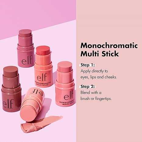 E.l.f., Monochromatic Multi Stick, Creamy, Lightweight, Versatile, Luxurious, Adds Shimmer, Blends Effortlessly, Sparkling Rose, 0.17 Oz