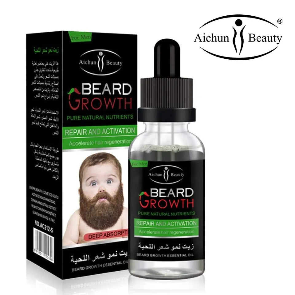 Beard Growth Oil Serum Fast Growing Beard Mustache Facial Hair Grooming for Men