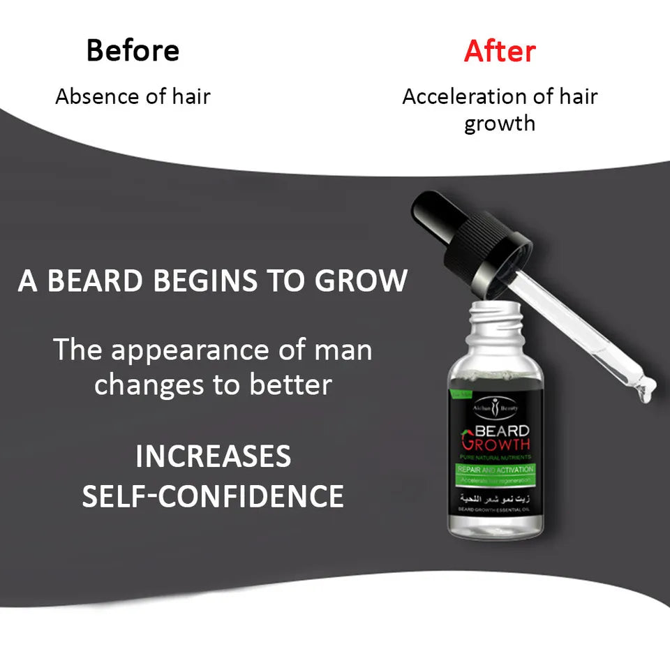 Beard Growth Oil Serum Fast Growing Beard Mustache Facial Hair Grooming for Men