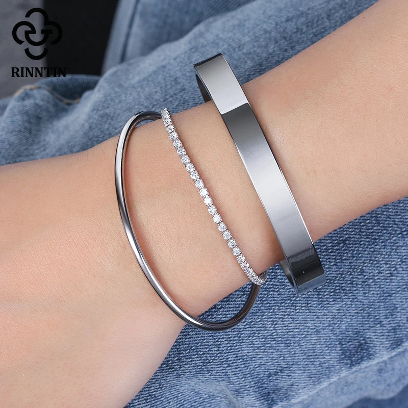 Rinntin 925 Sterling Silver Tennis Bracelets For Women Shiny Tennis Bracelets