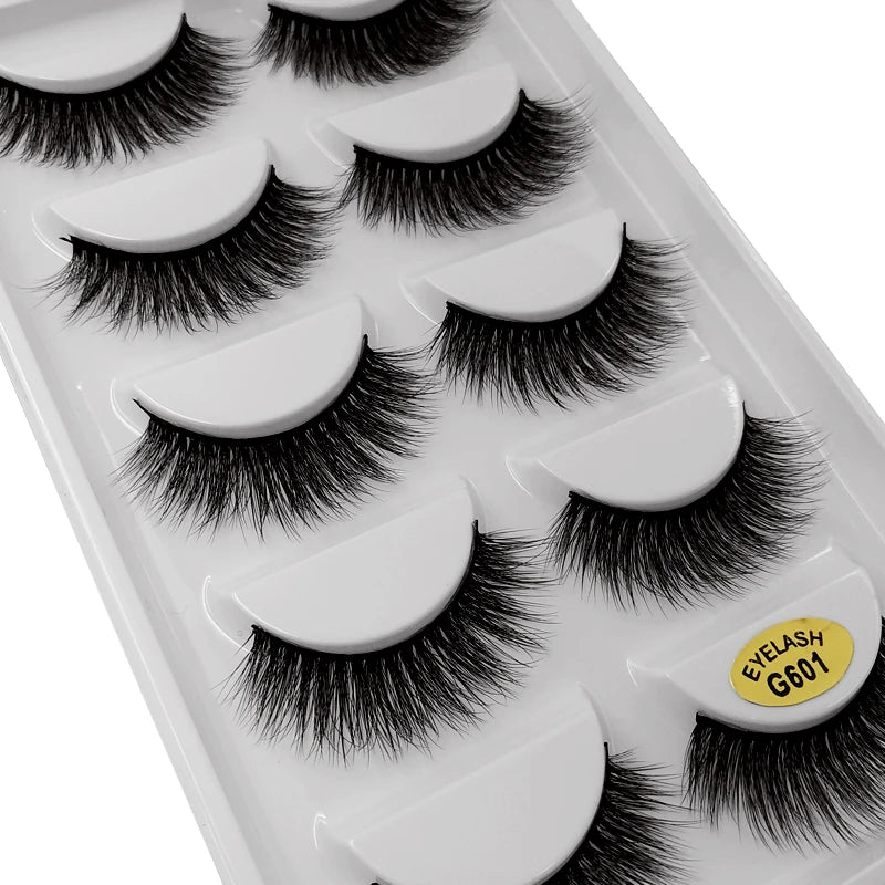 5 Pairs Mink Eyelashes 3D Faux Lashes