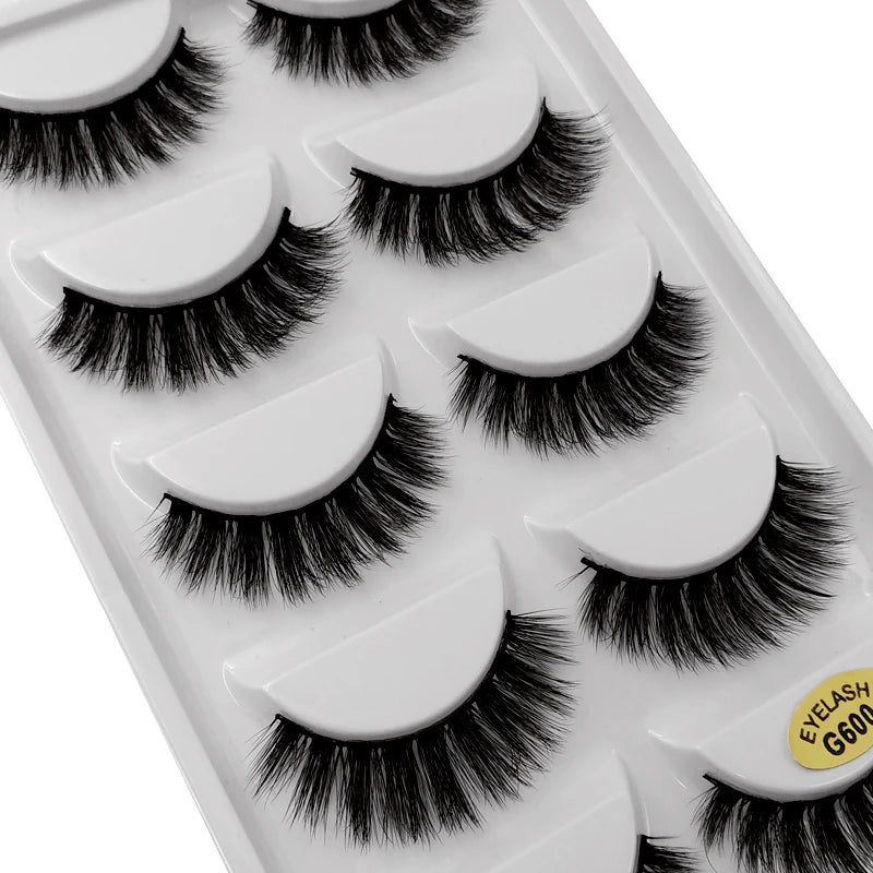 5 Pairs Mink Eyelashes 3D Faux Lashes