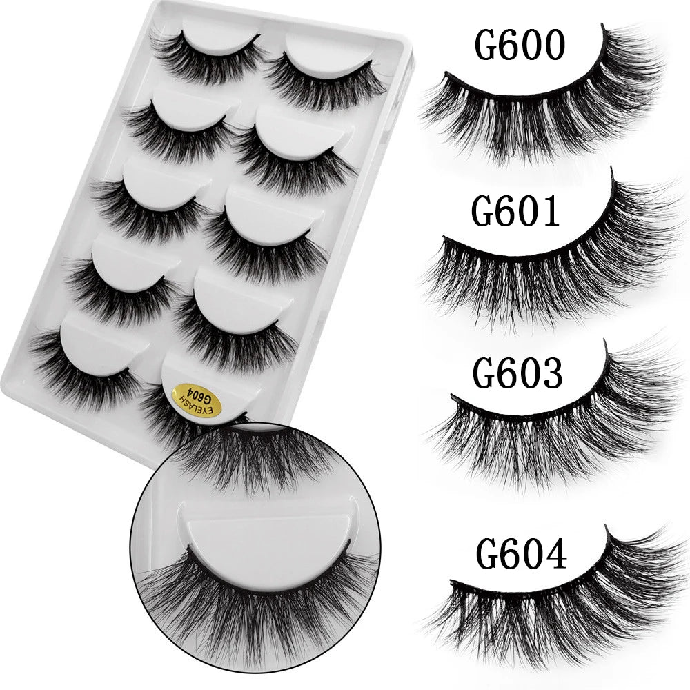 5 Pairs Mink Eyelashes 3D Faux Lashes