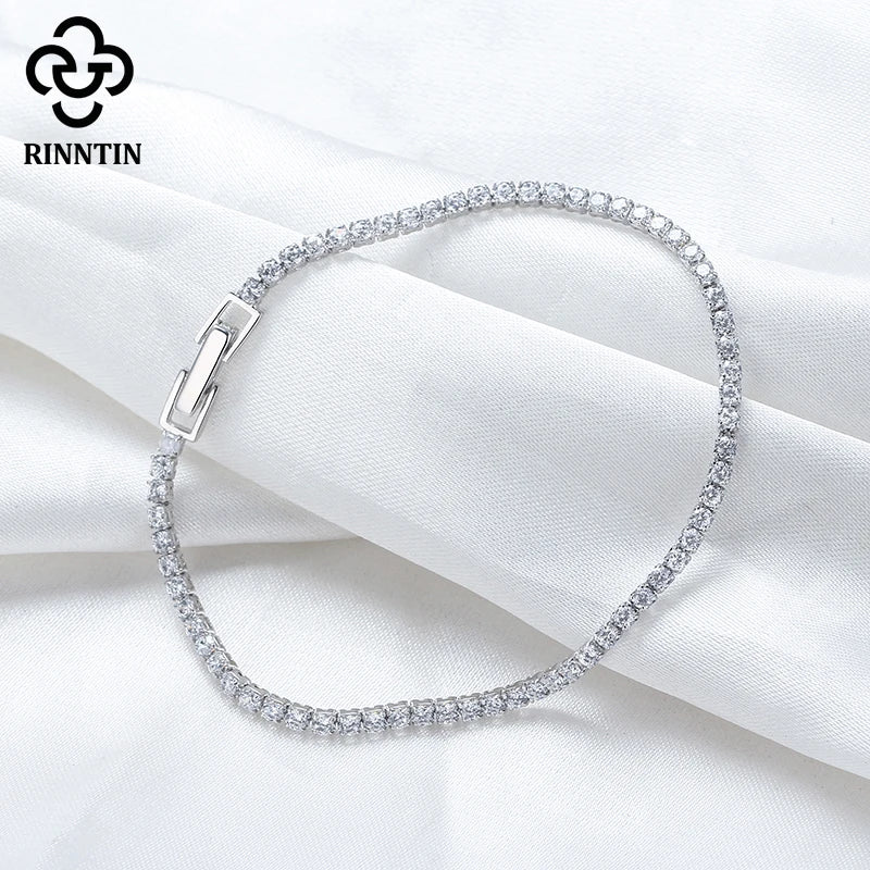 Rinntin 925 Sterling Silver Tennis Bracelets For Women Shiny Tennis Bracelets