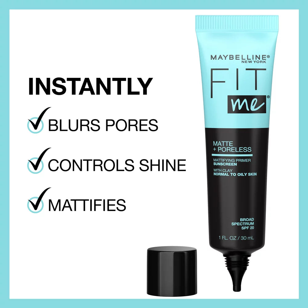 Maybelline Fit Me Matte and Poreless Mattifying Face Primer Makeup, Clear, 1 fl oz