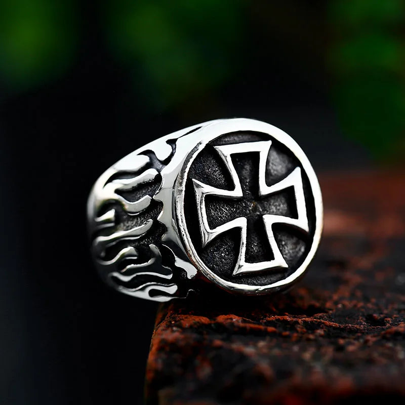 BEIER Stainless Steel Vintage Cross Men Ring