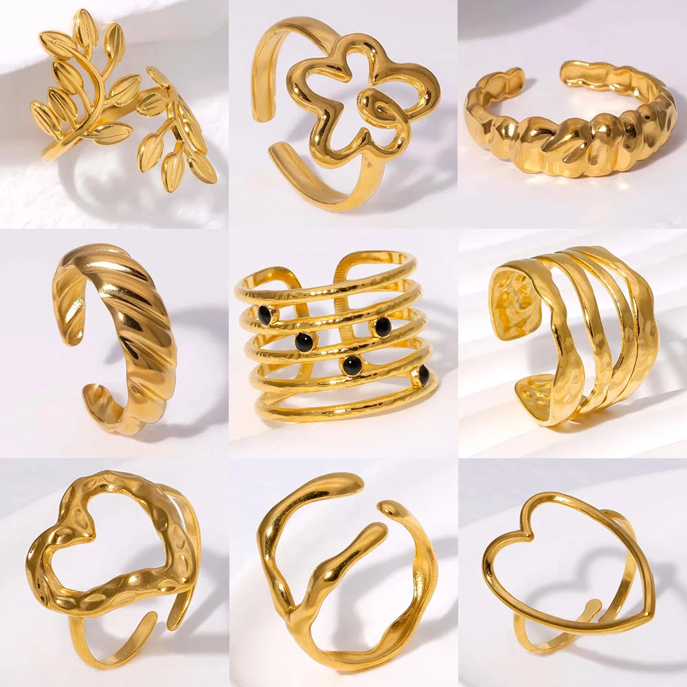 Gold Plated Personality Rings For Women Adjustable