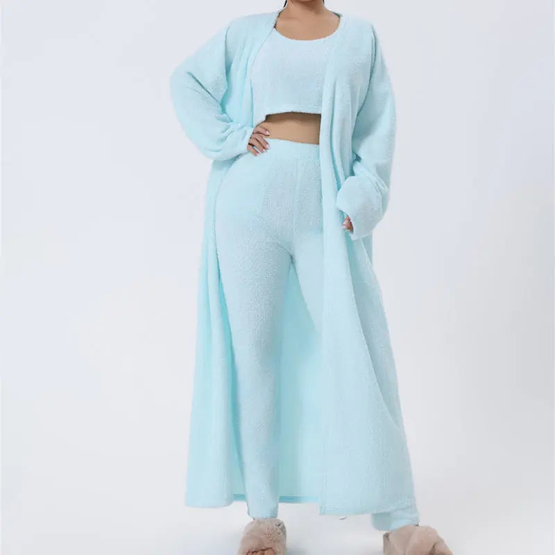 Winter Lounge Set: 3-Piece Women's Cozy Pajama & Pant Set Trendy Tags