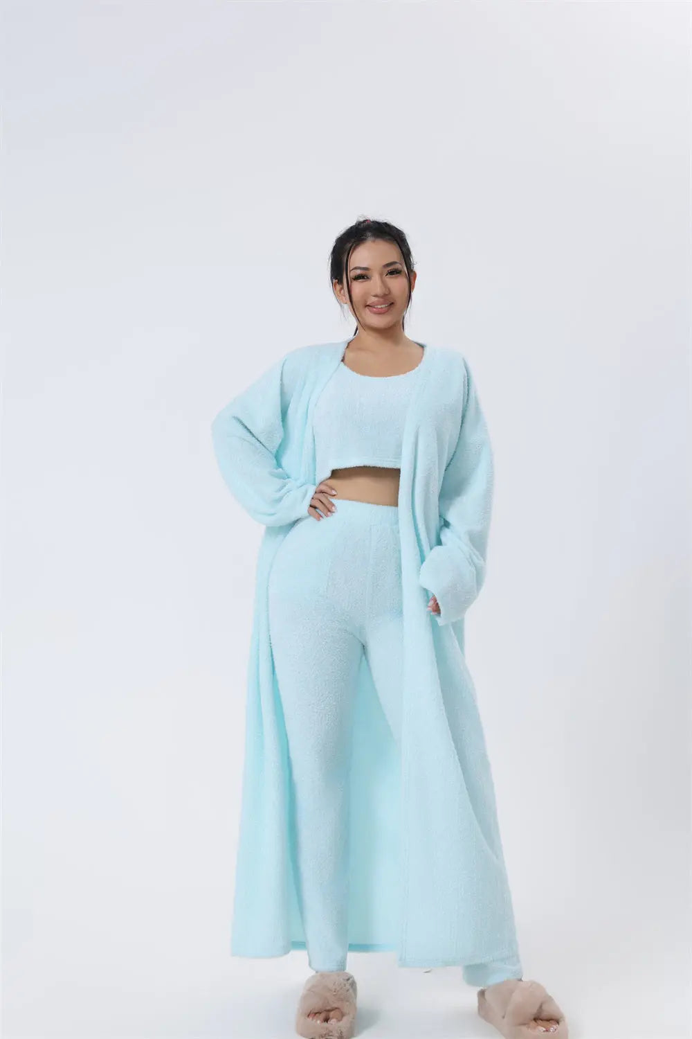 Winter Lounge Set: 3-Piece Women's Cozy Pajama & Pant Set Trendy Tags