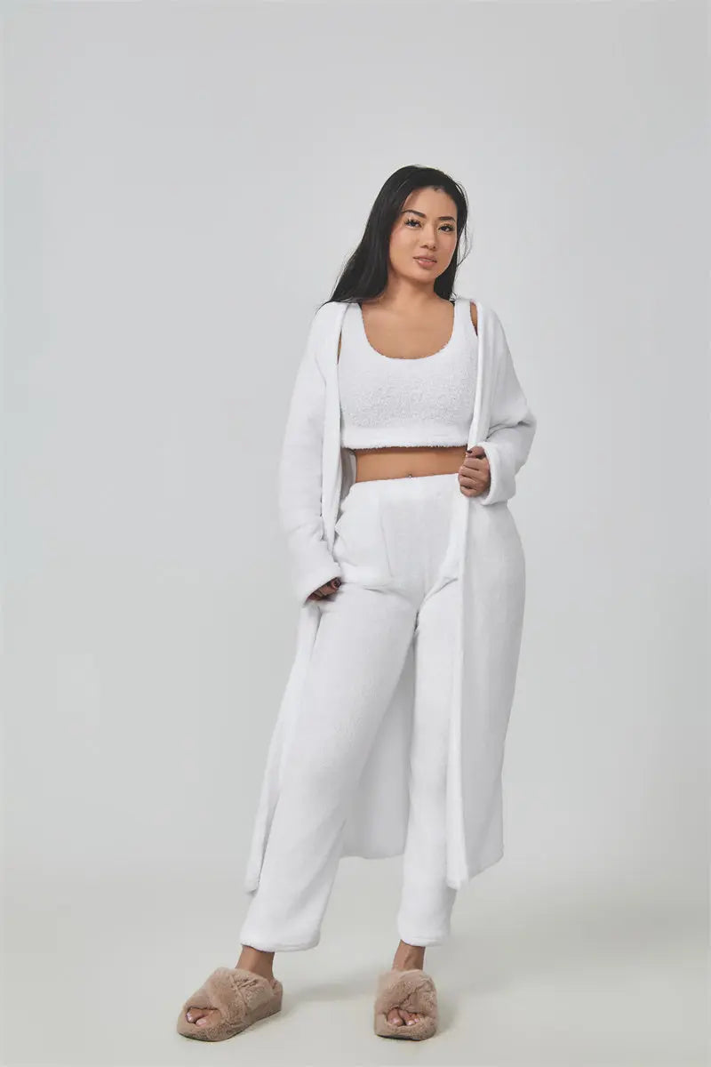 Winter Lounge Set: 3-Piece Women's Cozy Pajama & Pant Set Trendy Tags