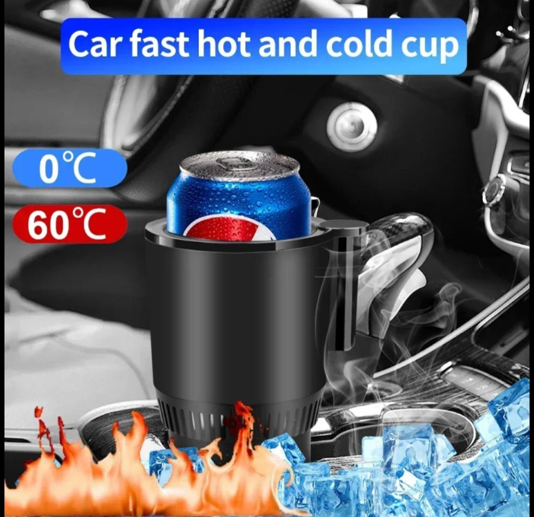 2 In 1 Car Heating Cooling Cup 12V Smart Car Cup Holder Digital Temperature Display Drink Cup Warmer Cooler Mini Car Refrigerator